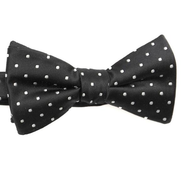 Izod Pre-Tied Adjustable Black Polka Dot Bow Tie Bowtie - Picture 1 of 6